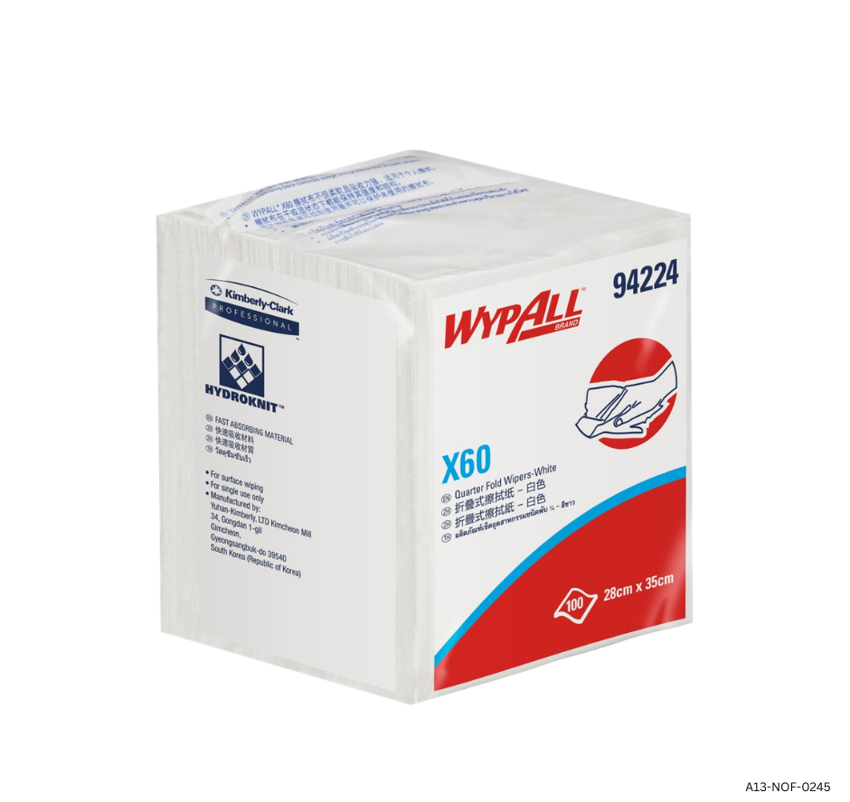 X60 Quarter Fold Wipers - White  - 94224